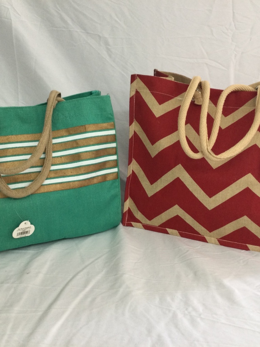 2 Tote Bags, Both The Royal Standard, Green & Gold & Red Chevron
